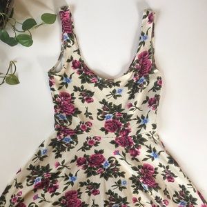 Sparkle & Fade Skater Floral Off White Mini Dress